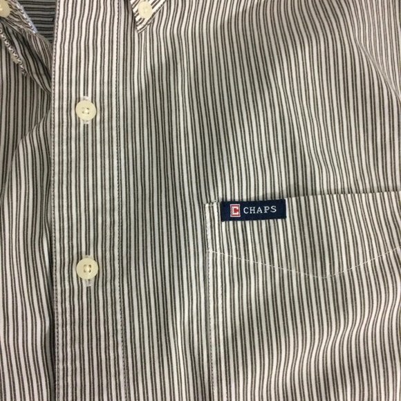 Chaps Mens L Striped Easy Care Button Up Shirt - Picture 7 of 7